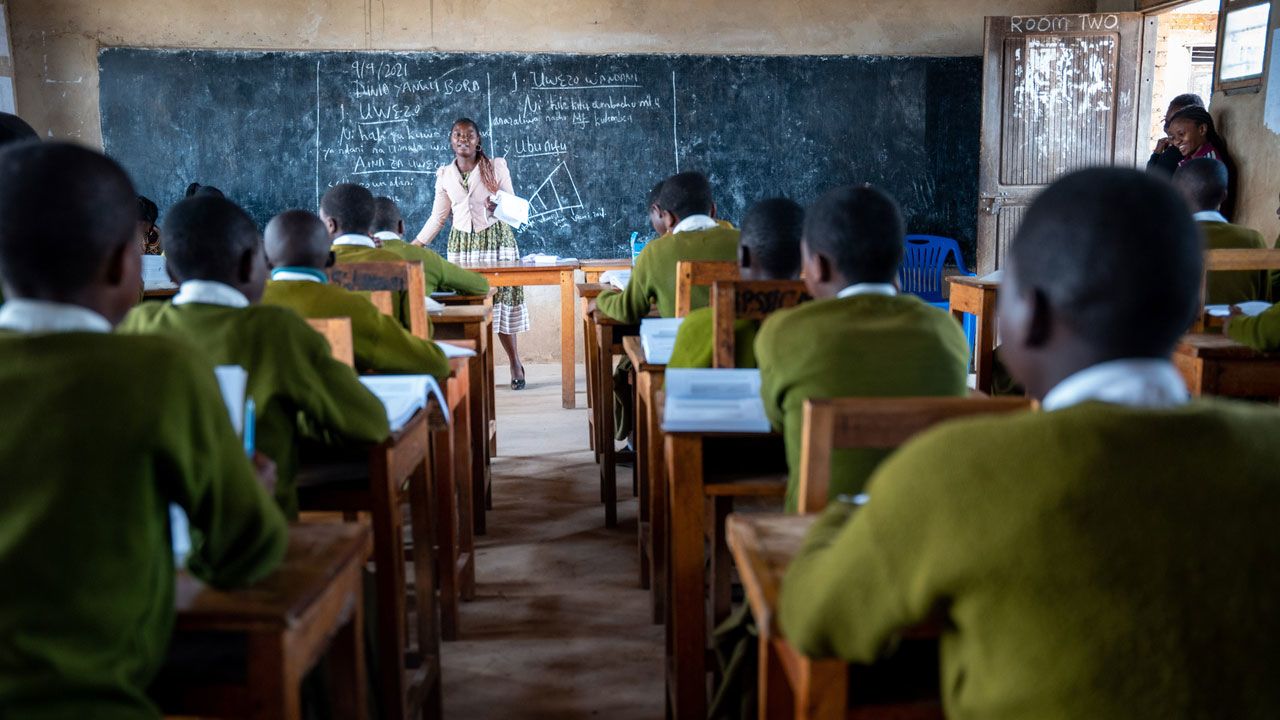 Teacher and students